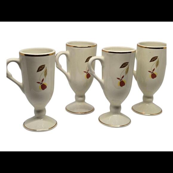 Autumn Leaf - 4 Espresso Coffee Cups  -  NALCC 1998 - Hall China Jewel Tea
